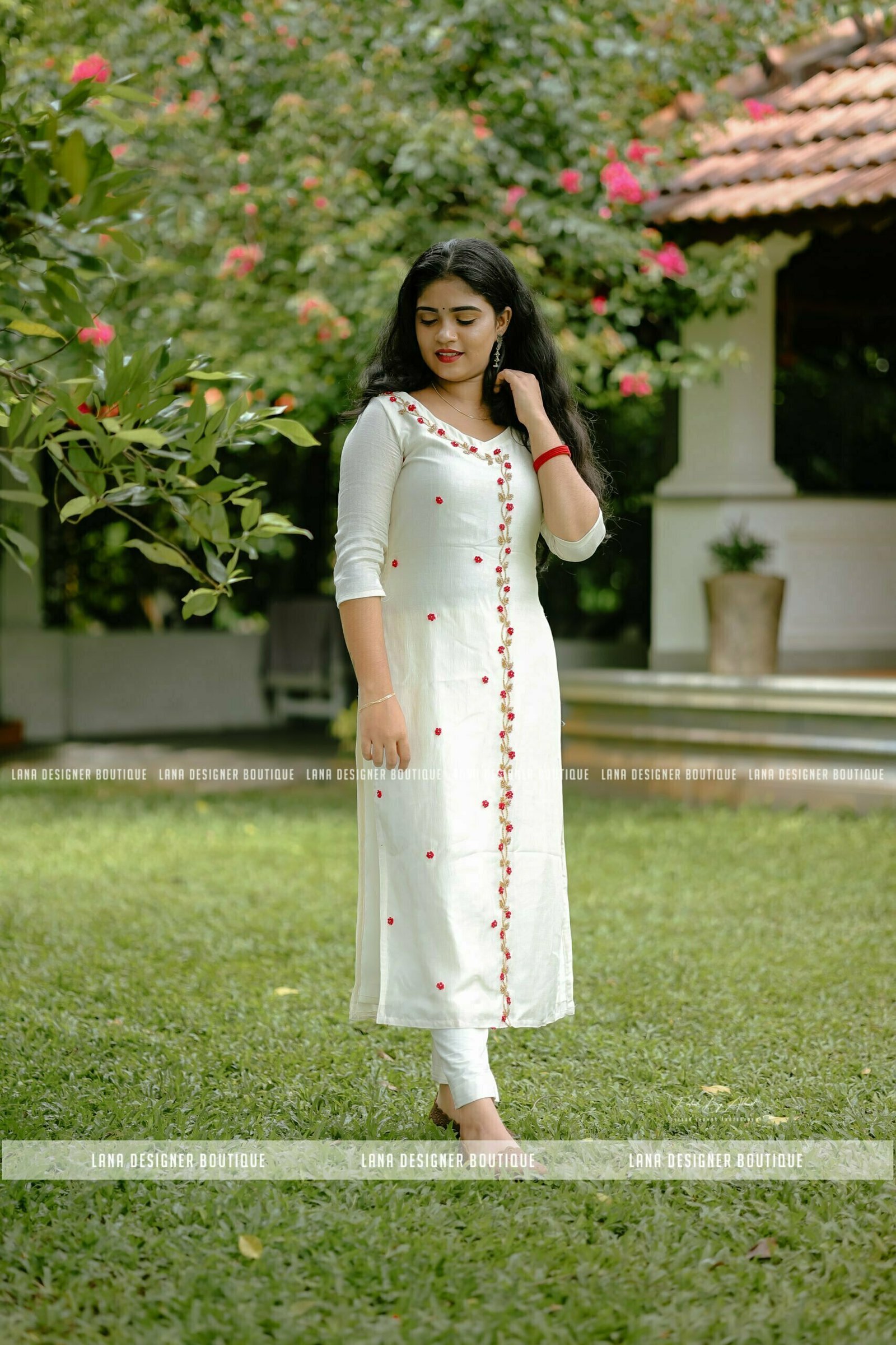 Optimistic White Cotton Kurti Set – Monamaar